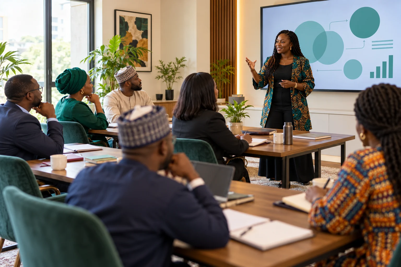 Professionals participating in a facilitated learning workshop
